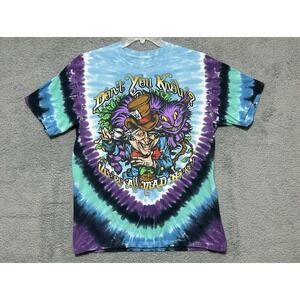Liquid Blue Mad Hatter T Shirt Tie Dye Men's Large Alice In Wonderland‎ Trippy